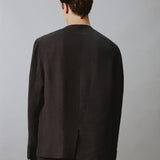 RELAXED FIT COLLARLESS SUIT BLAZER