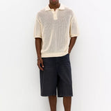 Short sleeve cutwork polo shirt