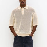 Short sleeve cutwork polo shirt