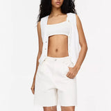Darted Bermuda shorts